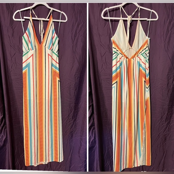 Flying Tomato multicolor halter back maxi dress sz small - Picture 3 of 7